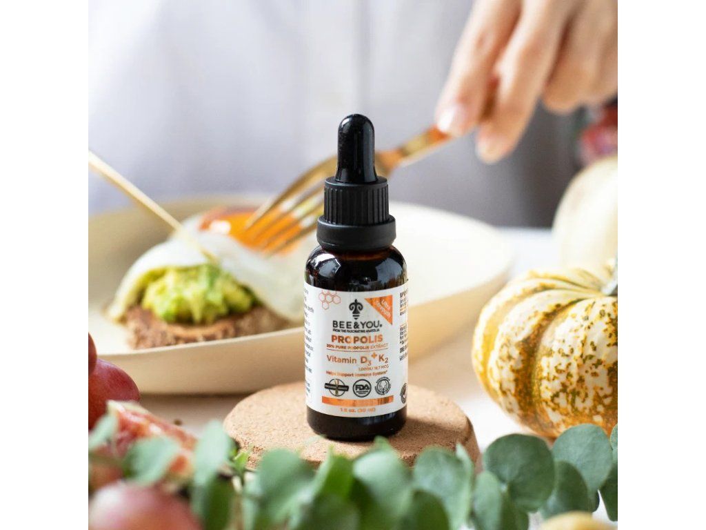 Bee&You 30 % anatolský propolisový extrakt A.P.E.® s vitamínom D3 a K2 v kvapkách.